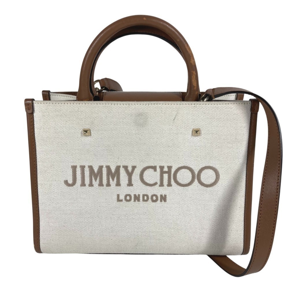 JIMMY CHOO Logo Avenue S Bag - 2-Way (Handbag, Tote Bag, Shoulder Bag) Leathe...